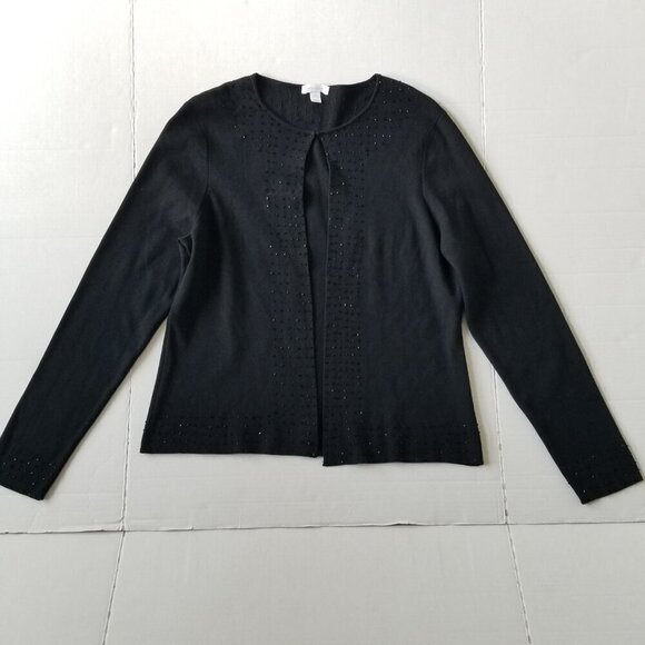 Charter Club Size L Preppy Witchy Cardigan Beading Silk Blend Church Office - Picture 5 of 16